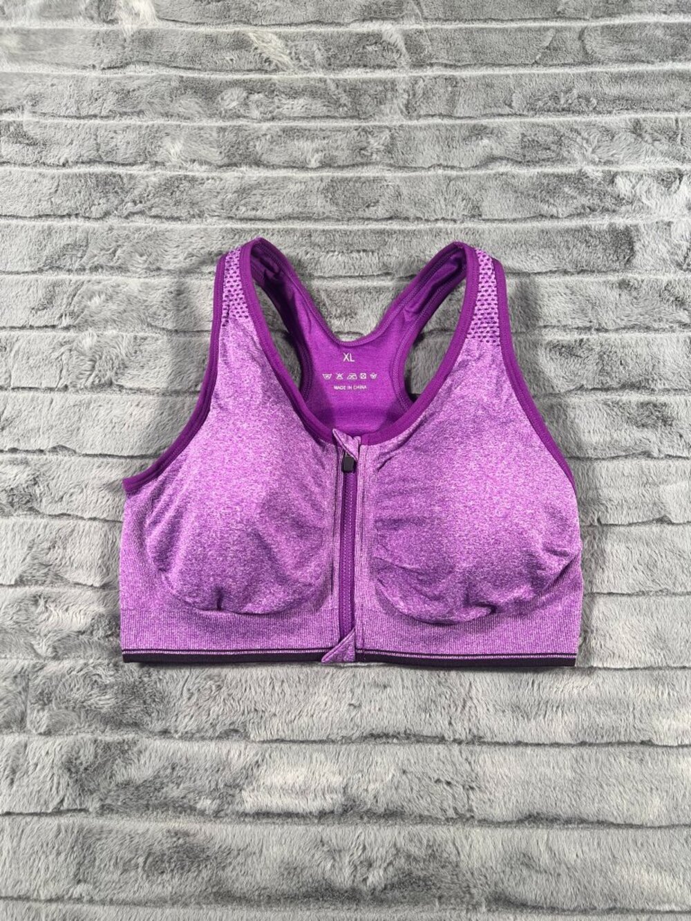 WANAYOU Women's Zip Front Sports Bra XL Post-Surgery Bra Yoga Sports Bras Purple
